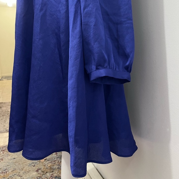 Royal Blue Formal Long Sleeve Skater Dress - Picture 3 of 7